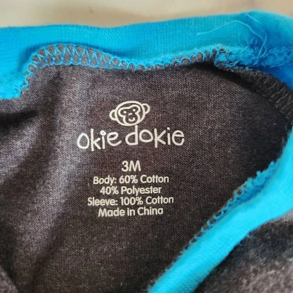 Okie dokie 3 month 100% handsome bodysuit monster baby boy short sleeve